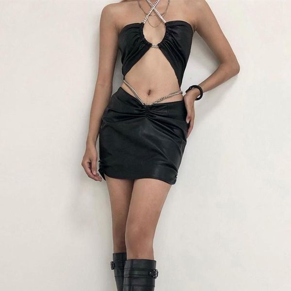 women's swimwear summer beach dress for women 2021 clothes bikini cover accused pu leather hollow out chain neck fold zipper short skir, White;black
women's swimwear summer beach dress for women 2021 clothes bikini cover accused pu leather hollow out chain neck fold zipper short skir, White;black