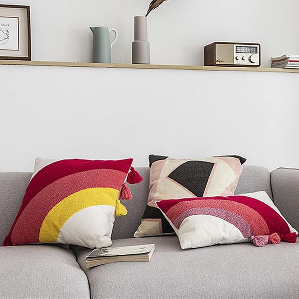 cushion/decorative pillow rainbow embroidery cover red geometric cushion with tassels home decorative pillowcase sham 45cmx45/30x50cm
cushion/decorative pillow rainbow embroidery cover red geometric cushion with tassels home decorative pillowcase sham 45cmx45/30x50cm