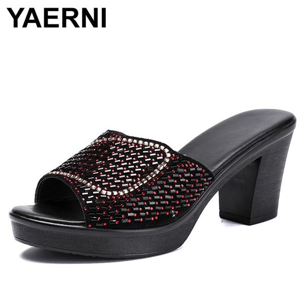 slippers yaerni platform women sandals comfortable geuine leather fashion casual shoes summer rhinestone plush size 40 41, Black
slippers yaerni platform women sandals comfortable geuine leather fashion casual shoes summer rhinestone plush size 40 41, Black