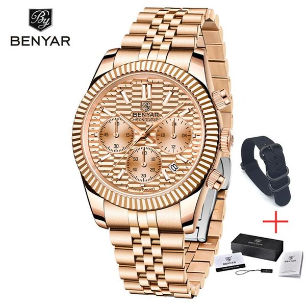 wristwatches benyar 40mm sports quartz men's watch stainless steel waterproof chronograph fashion men clock reloj hombre, Slivery;brown
wristwatches benyar 40mm sports quartz men's watch stainless steel waterproof chronograph fashion men clock reloj hombre, Slivery;brown