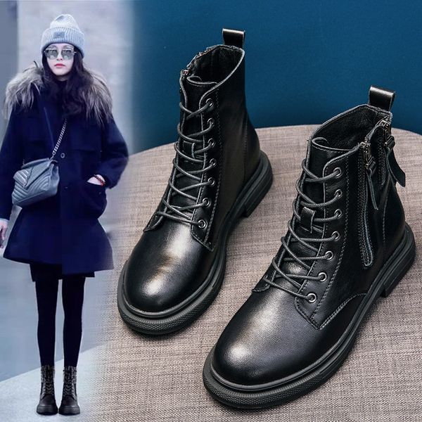 autumn / winter 2021 handsome inner heightening martin women's versatile breathable short boots side zipper, Black
autumn / winter 2021 handsome inner heightening martin women's versatile breathable short boots side zipper, Black