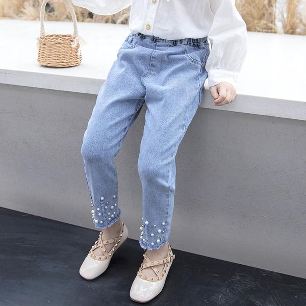 jeans girl's beads decoration solid baby kids denim pants 0-9 years old children's clothes elastic waist loose trousers for girl, Blue
jeans girl's beads decoration solid baby kids denim pants 0-9 years old children's clothes elastic waist loose trousers for girl, Blue