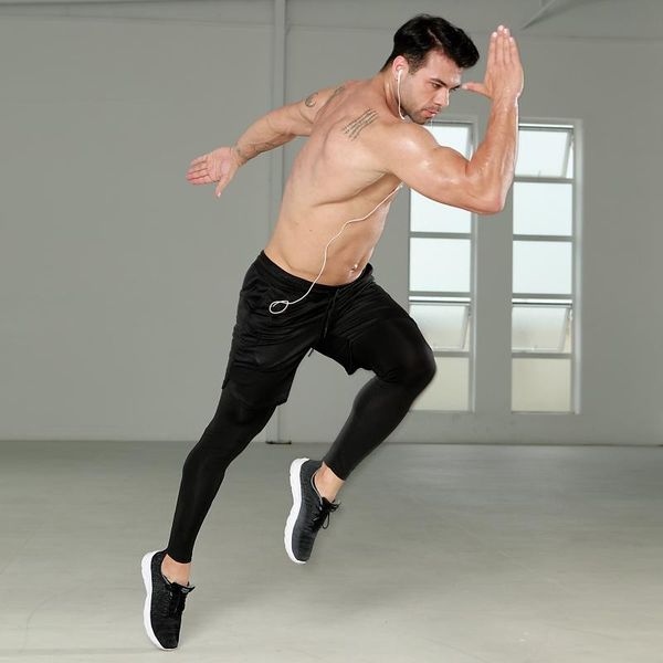 running pants men sporting elastic breathable fake two piece training gyms ankle-length quick-drying sportswear, Black;blue
running pants men sporting elastic breathable fake two piece training gyms ankle-length quick-drying sportswear, Black;blue