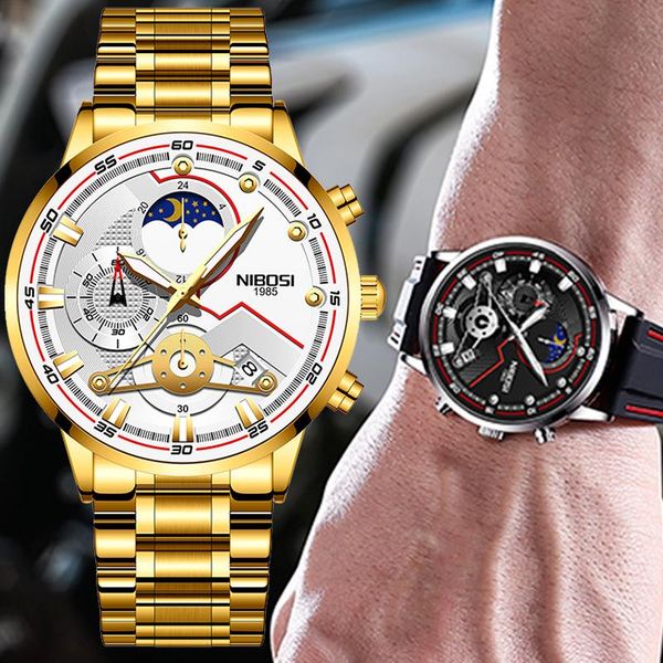 wristwatches nibosi 2021 fashion luminous wrist watch waterproof date clock sports men's quartz, Slivery;brown
wristwatches nibosi 2021 fashion luminous wrist watch waterproof date clock sports men's quartz, Slivery;brown