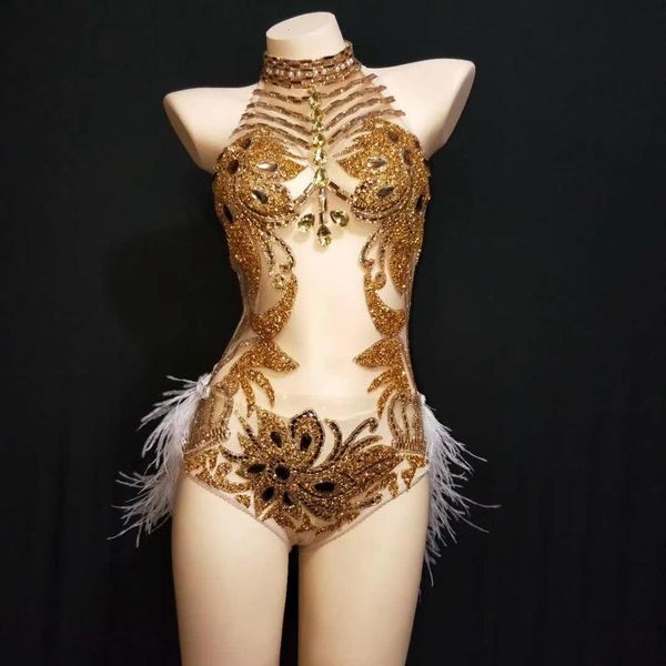 dress quality celebrity gold shining feather high elasticity nightclub dj party dress beading costumes, Black;gray
dress quality celebrity gold shining feather high elasticity nightclub dj party dress beading costumes, Black;gray