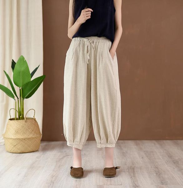 women's pants & capris women summer cotton linen knickerbockers ladies solid color elastic waist trousers female ankle length 2021 vint, Black;white
women's pants & capris women summer cotton linen knickerbockers ladies solid color elastic waist trousers female ankle length 2021 vint, Black;white