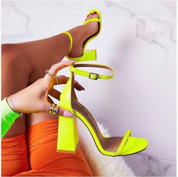 summer women's shoes simple sandals with high heels and thick fluorescent yellow, Black
summer women's shoes simple sandals with high heels and thick fluorescent yellow, Black