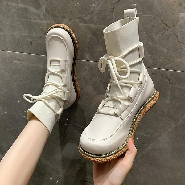 boots knitted flat ankle women shoes stretch fabric short splicing material wood sole lace up black beige
boots knitted flat ankle women shoes stretch fabric short splicing material wood sole lace up black beige