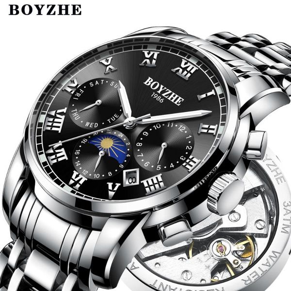 wristwatches boyzhe mens automatic mechanical watch fashion stainless steel business waterproof sports watches relogio masculin, Slivery;brown
wristwatches boyzhe mens automatic mechanical watch fashion stainless steel business waterproof sports watches relogio masculin, Slivery;brown