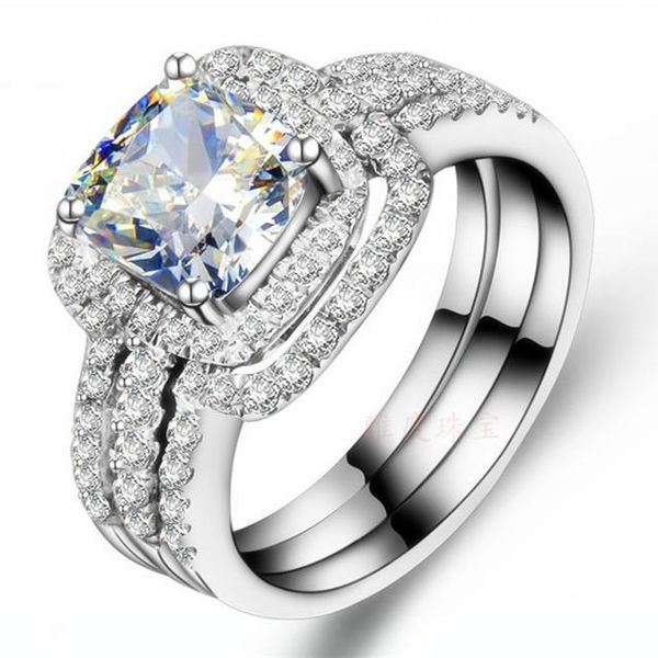 cluster rings fancy jewelry solid white gold ring 1ct cushion cut synthetic carbon engagement band set for women wedding promise, Golden;silver
cluster rings fancy jewelry solid white gold ring 1ct cushion cut synthetic carbon engagement band set for women wedding promise, Golden;silver