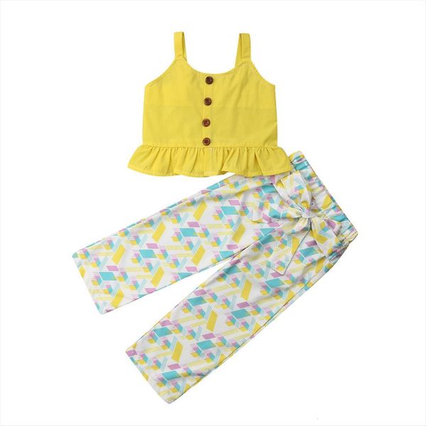 summer toddler baby girl clothes sets sleeveless ruffle sling yellow long pants outfits sunsuit, White
summer toddler baby girl clothes sets sleeveless ruffle sling yellow long pants outfits sunsuit, White