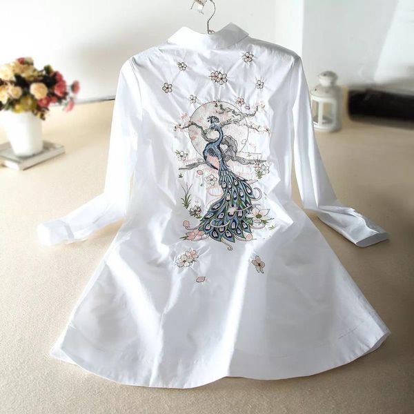 women's blouses & shirts 2021 autumn women embroidery long sleeves casual cotton medium female loose plus size turn down collar s396, White
women's blouses & shirts 2021 autumn women embroidery long sleeves casual cotton medium female loose plus size turn down collar s396, White