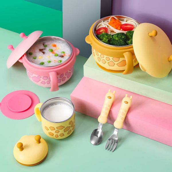 dinnerware sets cute baby's tableware set stainless steel bowl cup spoon fork anti falling scalding heat preservation supplementary
dinnerware sets cute baby's tableware set stainless steel bowl cup spoon fork anti falling scalding heat preservation supplementary
