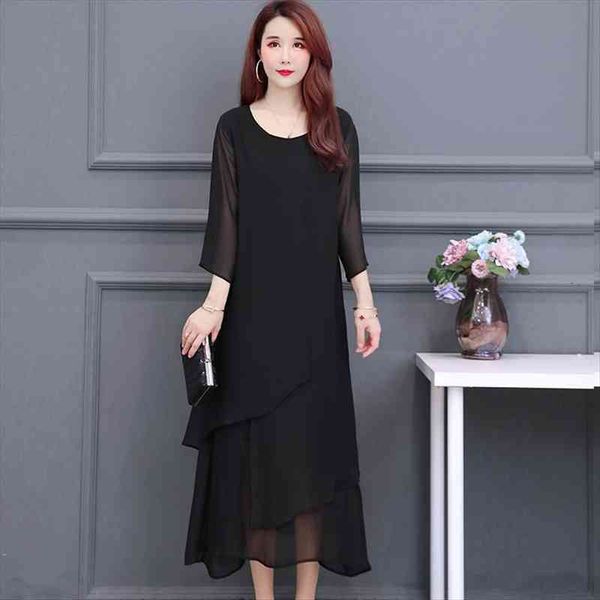 l 5xl chiffon full summer women dresses fashion elegant black ruffles loose long female, Black;gray
l 5xl chiffon full summer women dresses fashion elegant black ruffles loose long female, Black;gray