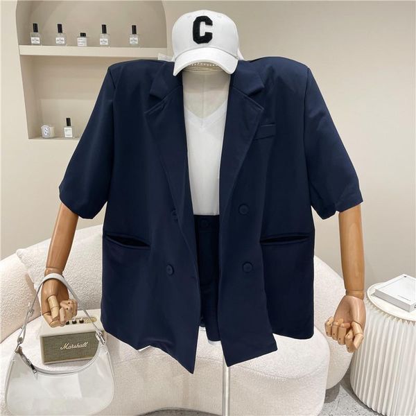 women's tracksuits niche design clothing thin double breasted lapel casual short sleeve suit jacket + high waist shorts two piece set, Gray
women's tracksuits niche design clothing thin double breasted lapel casual short sleeve suit jacket + high waist shorts two piece set, Gray