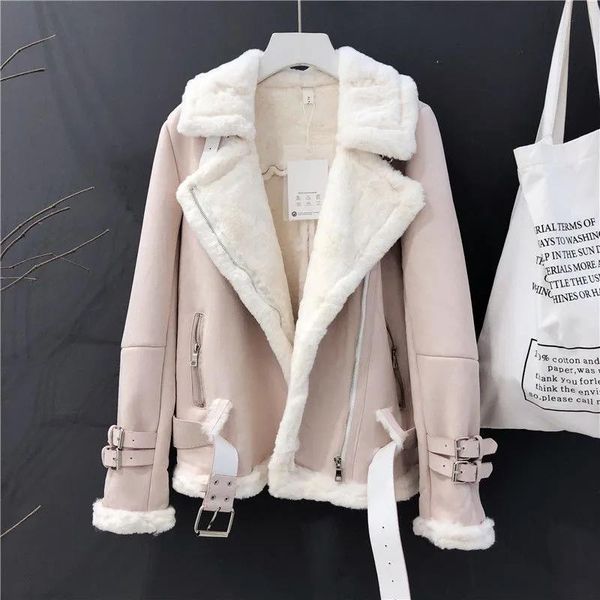 women's fur & faux women winter suede lamb cold days coat thick warm jacket short motorcycle belt wool sheepskin outwear loose korea 0, Black
women's fur & faux women winter suede lamb cold days coat thick warm jacket short motorcycle belt wool sheepskin outwear loose korea 0, Black