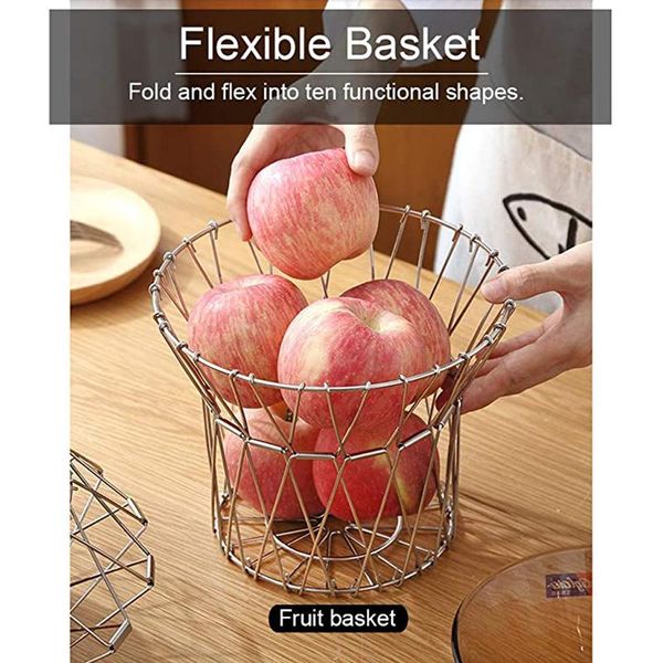 storage baskets transformable metal wire fruit basket decorative flexible stainess steel organizer for bread container kitchen box
storage baskets transformable metal wire fruit basket decorative flexible stainess steel organizer for bread container kitchen box