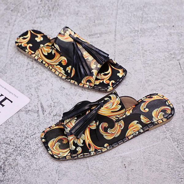 sandals 2021 women's slippers printed tassel flat square toe vacation beach shoes outdoor non-slip open-toed, Black
sandals 2021 women's slippers printed tassel flat square toe vacation beach shoes outdoor non-slip open-toed, Black