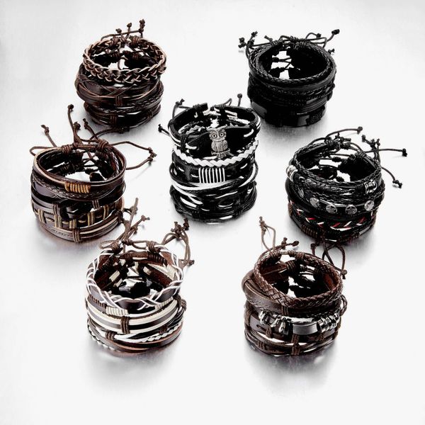 cool design mens retro style 20cm long black brown leather link bracelet with alloy buckle 5pcs/set
cool design mens retro style 20cm long black brown leather link bracelet with alloy buckle 5pcs/set