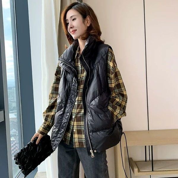 women's vests 2021 autumn winter warm cotton padded vest women fashion loose short coat female solid color sleeveless waistcoat c196, Black;white
women's vests 2021 autumn winter warm cotton padded vest women fashion loose short coat female solid color sleeveless waistcoat c196, Black;white