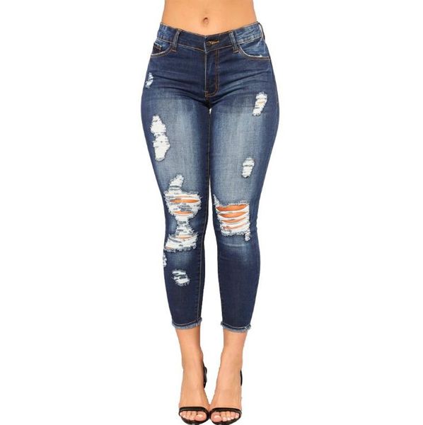 women denim skinny trousers ripped jeans for hole vintage pencil pants high elasticity stretch women's, Blue
women denim skinny trousers ripped jeans for hole vintage pencil pants high elasticity stretch women's, Blue