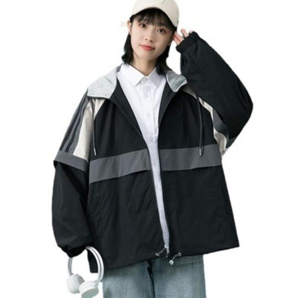 women's jackets ladies spring summer casual outerwear loose-fitting jacket hooded stand-up collar youth thin couple raglan sleeve exter, Black;brown
women's jackets ladies spring summer casual outerwear loose-fitting jacket hooded stand-up collar youth thin couple raglan sleeve exter, Black;brown