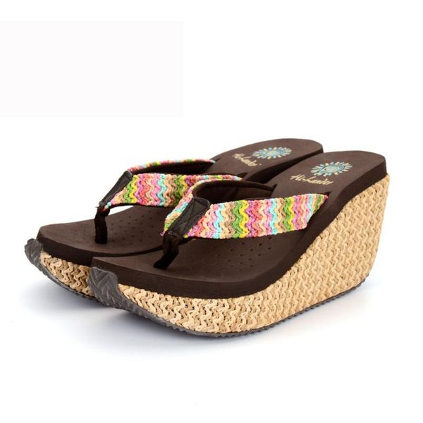 slippers summer flip flops high heel wedge women's fashion slipper slip-proof platform beach miter slope shoes, Black
slippers summer flip flops high heel wedge women's fashion slipper slip-proof platform beach miter slope shoes, Black