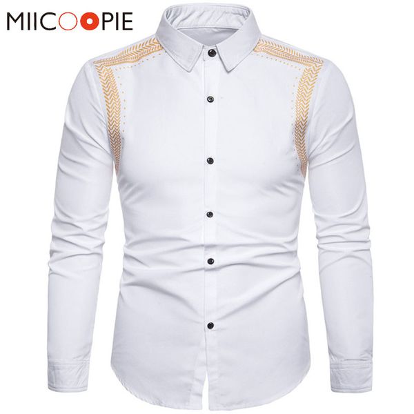 men dress shirt 2019 spring wheat ears printed mens shirts casual slim fit business long sleeve social costumes, White;black
men dress shirt 2019 spring wheat ears printed mens shirts casual slim fit business long sleeve social costumes, White;black