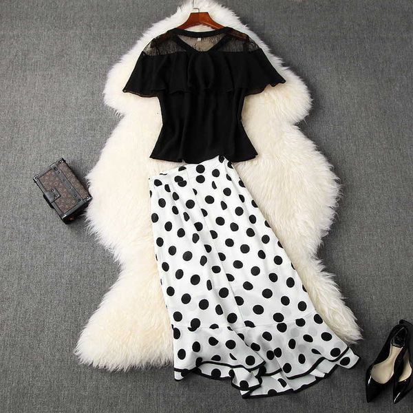 two piece dress ladies skirt suit runway women lace patchwork short sleeve black +polka dot print midi mermaid skir rou0, White
two piece dress ladies skirt suit runway women lace patchwork short sleeve black +polka dot print midi mermaid skir rou0, White