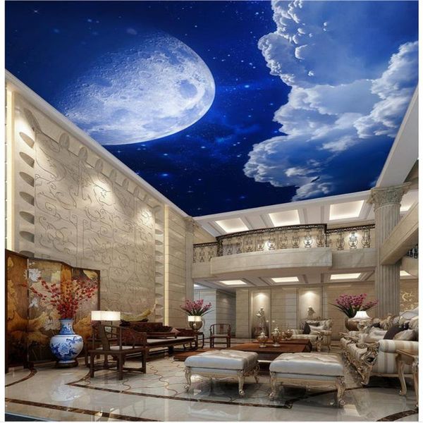 custom 3d po wallpaper night sky full moon cloud ceiling mural murals for living room wallpapers
custom 3d po wallpaper night sky full moon cloud ceiling mural murals for living room wallpapers