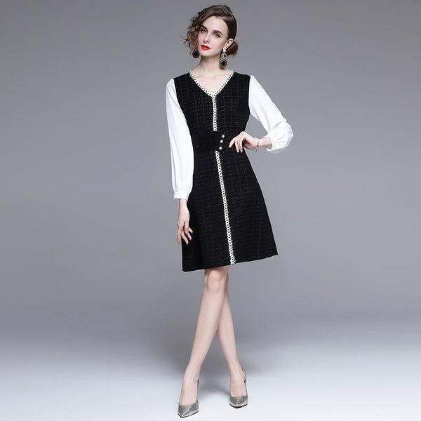 french style dress women luxury ladies dresses button korean patchwork vestido de muje design vestidos fiesta noche casual, Black;gray
french style dress women luxury ladies dresses button korean patchwork vestido de muje design vestidos fiesta noche casual, Black;gray
