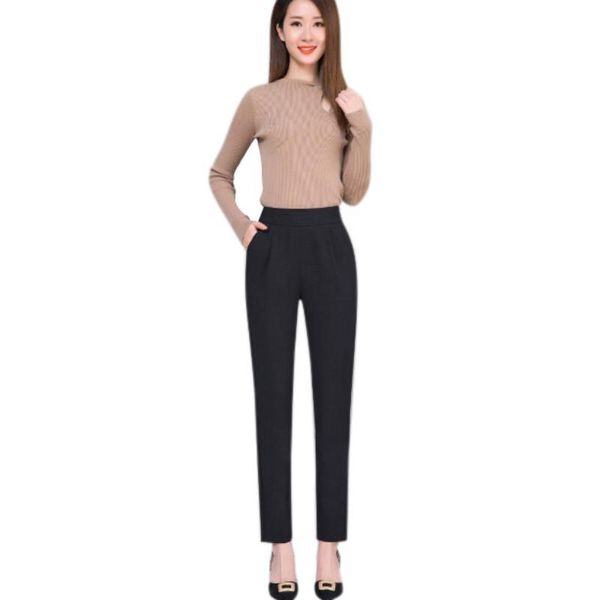 women's pants & capris office lady style solid long women pencil mid waist elastic pocket slim work trousers female 2021, Black;white
women's pants & capris office lady style solid long women pencil mid waist elastic pocket slim work trousers female 2021, Black;white
