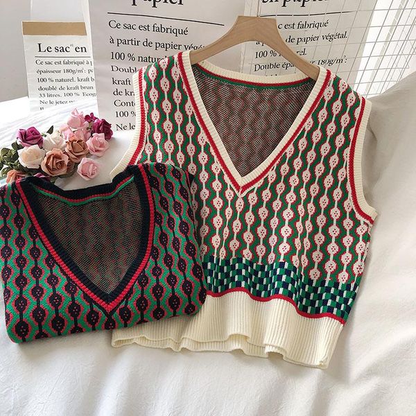 women's vests woman clothes spring and autumn knitted vest black korean fashion argyle, Black;white
women's vests woman clothes spring and autumn knitted vest black korean fashion argyle, Black;white