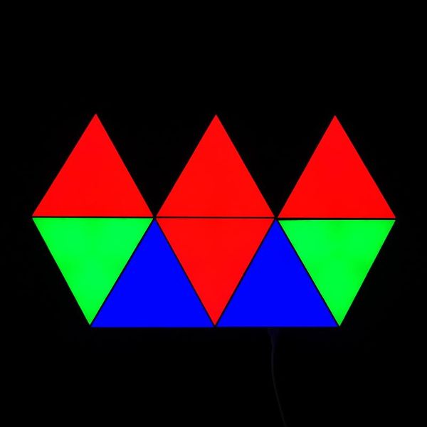 wall lamp premium set of geometric triangle lights, app controlled modular lamp, aesthetic sale room decor setup
wall lamp premium set of geometric triangle lights, app controlled modular lamp, aesthetic sale room decor setup