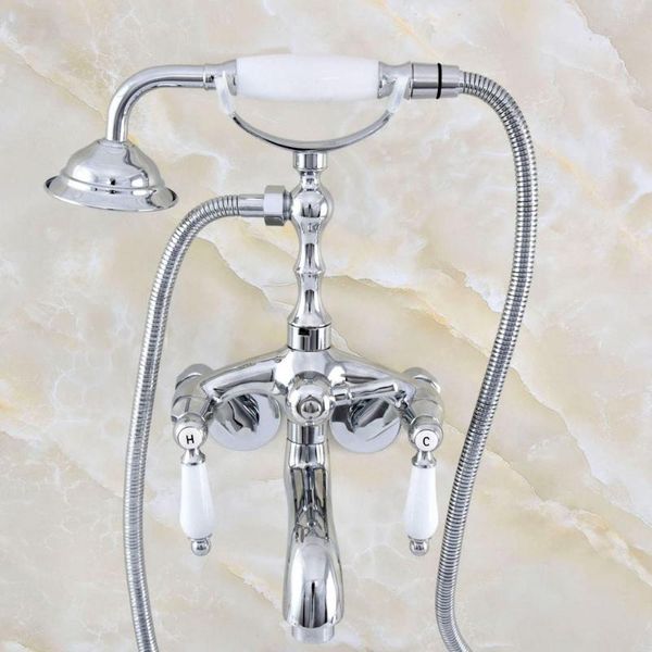 silver polished chrome brass wall mounted dual ceramic handles clawfoot bathtub faucet handshower - adjusts from 3-3/8" aqg402 bathroom
silver polished chrome brass wall mounted dual ceramic handles clawfoot bathtub faucet handshower - adjusts from 3-3/8" aqg402 bathroom