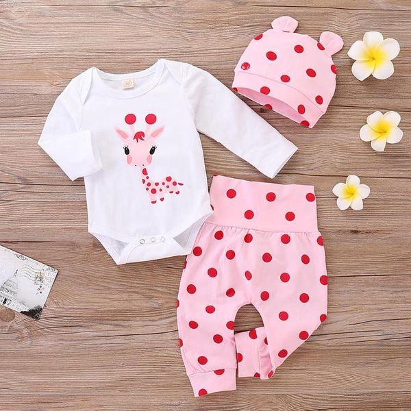 3pcs baby girls clothes set autumn pink soft long sleeve giraffe dot print rompers pants cap kids clothing sets, White
3pcs baby girls clothes set autumn pink soft long sleeve giraffe dot print rompers pants cap kids clothing sets, White