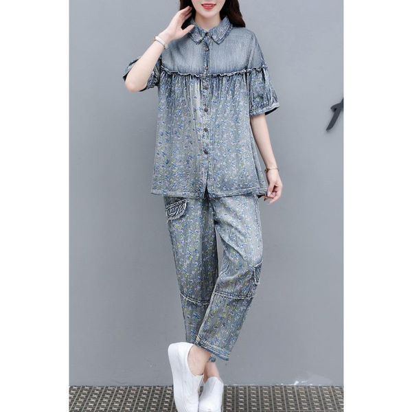 summer women's clothing 2021 fashion jeans suit loose large size floral dress casual women elegant pleated two piece pants, White
summer women's clothing 2021 fashion jeans suit loose large size floral dress casual women elegant pleated two piece pants, White