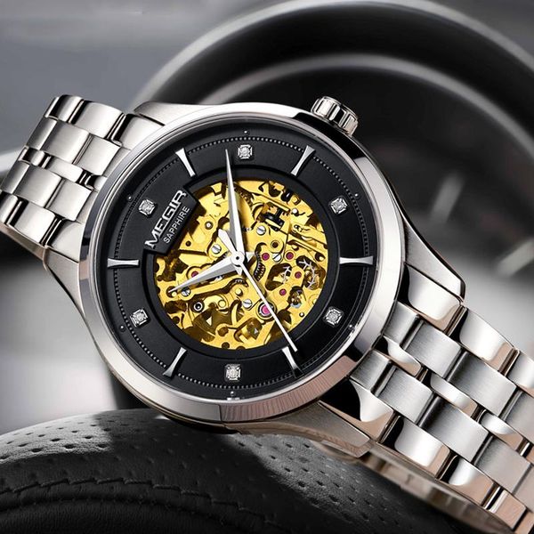 wristwatches megir automatic mechanical watch sapphire crystal skeleton men watches leather golden design wristwatch, Slivery;brown
wristwatches megir automatic mechanical watch sapphire crystal skeleton men watches leather golden design wristwatch, Slivery;brown