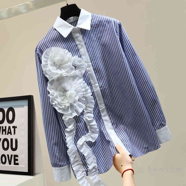 skirt style striped blouse all-match three-dimensional female sleeve flower 2021, Black
skirt style striped blouse all-match three-dimensional female sleeve flower 2021, Black