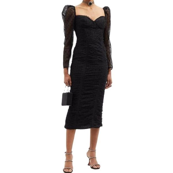 casual dresses vintage black polka dot mesh midi for women 2021 spring autumn long sleeve draped dress female strapless vestidos, Black;gray
casual dresses vintage black polka dot mesh midi for women 2021 spring autumn long sleeve draped dress female strapless vestidos, Black;gray