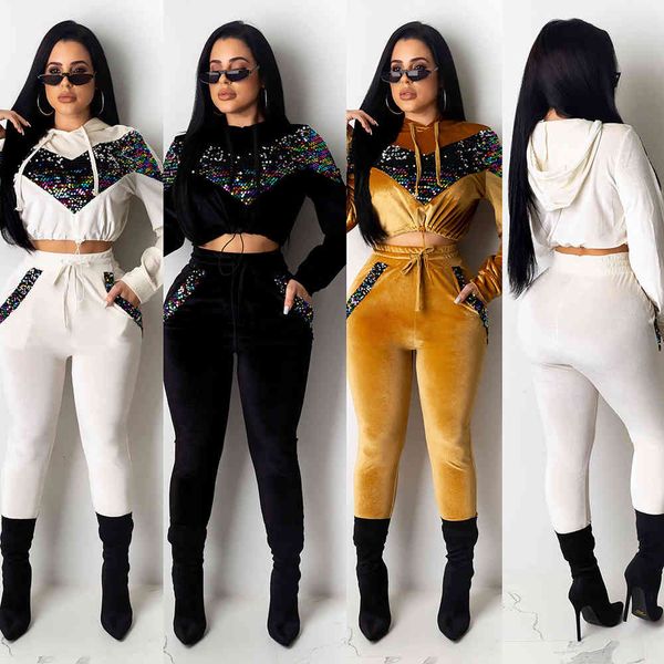 tracksuits two pieces set of sequins female velvet wrap drawstring with hoodie sweat suits 2-bun sweatsuit, Gray
tracksuits two pieces set of sequins female velvet wrap drawstring with hoodie sweat suits 2-bun sweatsuit, Gray