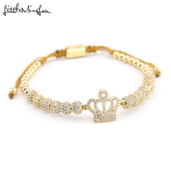 charm bracelets luxury cz king's crown bracelet ball copper beads braided adjustable handmade men bangles for jewelry, Golden;silver
charm bracelets luxury cz king's crown bracelet ball copper beads braided adjustable handmade men bangles for jewelry, Golden;silver