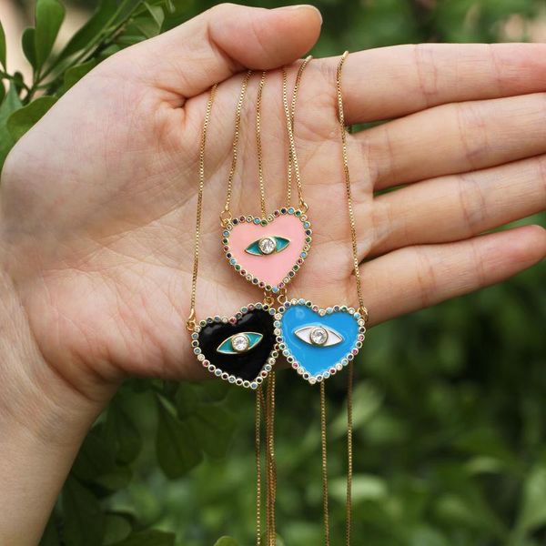 pendant necklaces 1pcs style enameled rainbow cubic zirconia heart eyes fashion romantic gold box chain for women's jewelry, Silver
pendant necklaces 1pcs style enameled rainbow cubic zirconia heart eyes fashion romantic gold box chain for women's jewelry, Silver