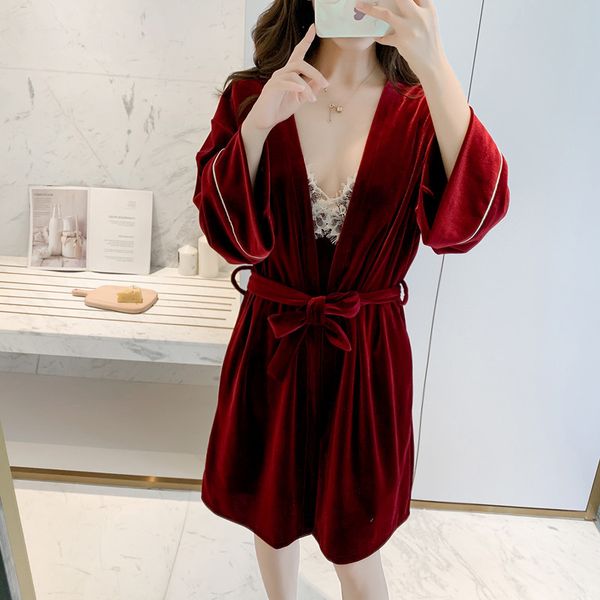 2pcs lace sleep lounge sets dressing gowns womens golden veet sleepwear robe femme lingerie nightdress suitby air, Black;red
2pcs lace sleep lounge sets dressing gowns womens golden veet sleepwear robe femme lingerie nightdress suitby air, Black;red