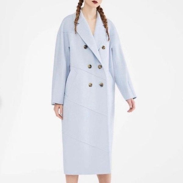 women's wool & blends obrix trendy iconic style autumn winter female pure cashmere double breasted long coat, Black
women's wool & blends obrix trendy iconic style autumn winter female pure cashmere double breasted long coat, Black