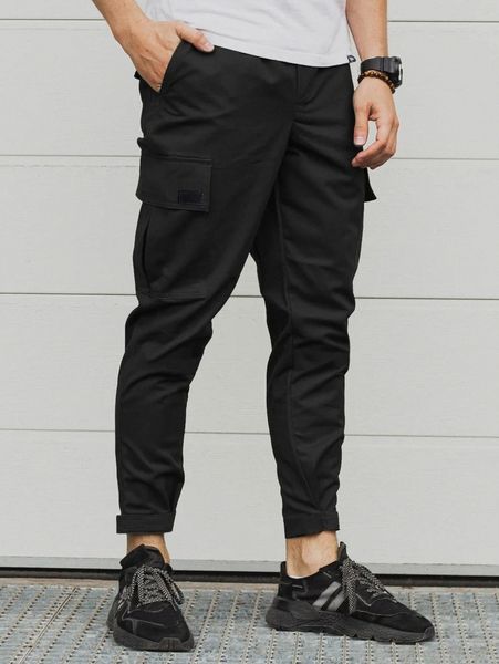 men flap pocket cargo pants e5ft#, Black