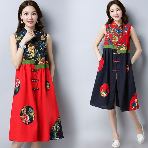 2021 chinese style plate button vestidos womens summer sundress female sleeveless robe vintage femme printed maxi dress 11136, Red
2021 chinese style plate button vestidos womens summer sundress female sleeveless robe vintage femme printed maxi dress 11136, Red