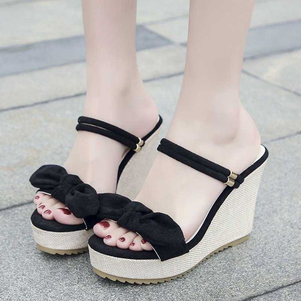 rimocy fashion bow wedges platform sandals women chunky high heels slip on slippers woman open toe beach sandalias mujer 210528, Black
rimocy fashion bow wedges platform sandals women chunky high heels slip on slippers woman open toe beach sandalias mujer 210528, Black