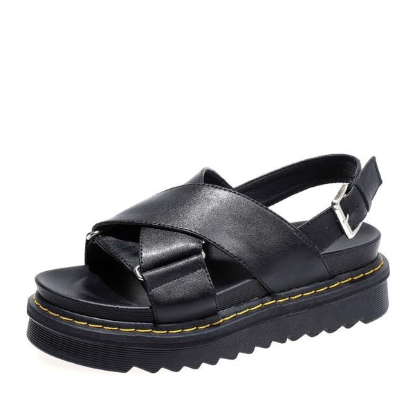 sandals genuine leather women casual shoes hasp retro fashion roman platform low cut, Black
sandals genuine leather women casual shoes hasp retro fashion roman platform low cut, Black