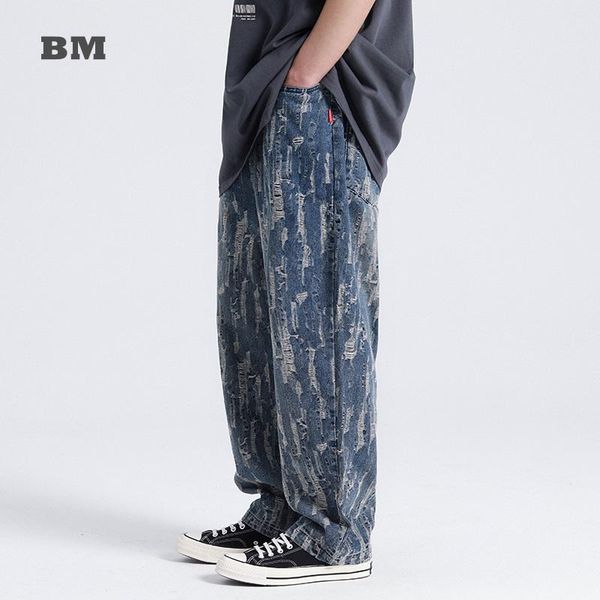 men's jeans streetwear distressed scratched ripped fashion beggar casual straight trousers spring american hip hop cargo pants men, Blue
men's jeans streetwear distressed scratched ripped fashion beggar casual straight trousers spring american hip hop cargo pants men, Blue